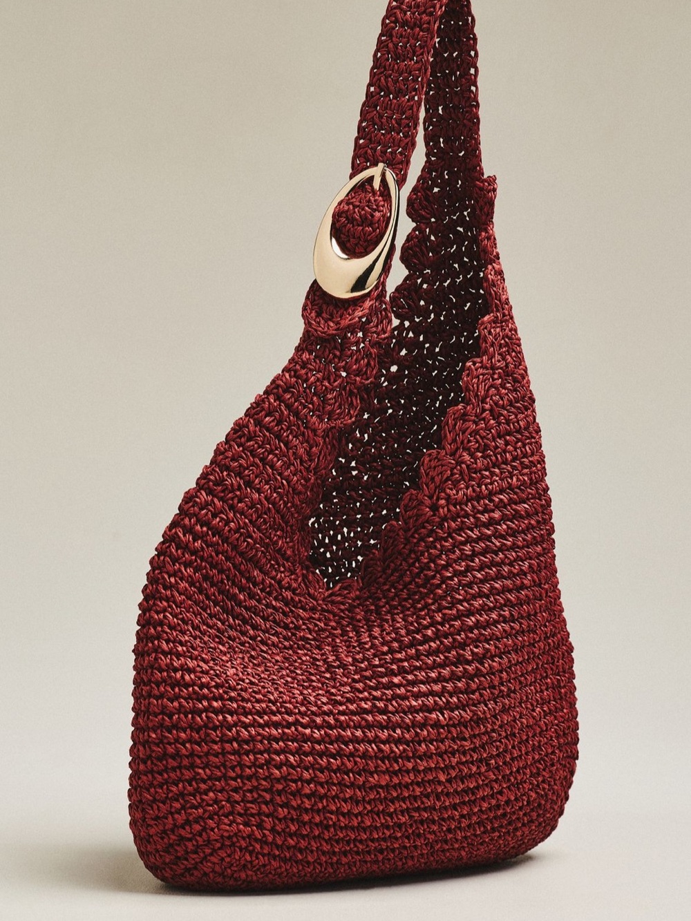Anthropologie  Raffia Buckle Slouchy Bag